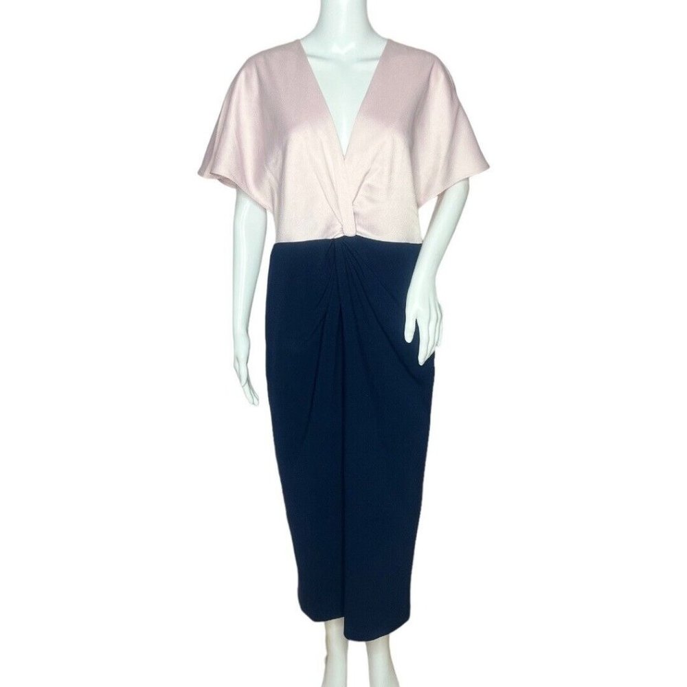 Ted Baker London Women’s Ellame Sheath Dress Size 12 (5) Pink Navy Short Sleeve